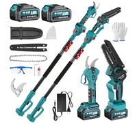 4 en 1 batería para podadora compatible con batería Makita, sin escobillas, mini motosierra de 6 pulgadas y batería de 40 mm, 2 x 4,0 Ah, alcance máximo de hasta 4 m para podar árboles de jardín