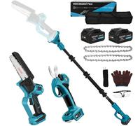 4 en 1 batería podadora de 6 pulgadas Mini motosierra con batería y cargador de 45 mm tijeras de podar eléctricas 2 x 4000 mAh tijeras podadoras eléctricas podadoras podadoras mano motosierra batería