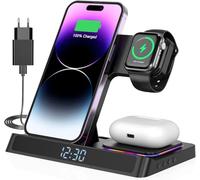 4 en 1 Cargador inalámbrico,15W Cargador inalambrico,Compatible con iPhone und Watch iPhone 15 14 13 12 11 Pro SE X XS XR & Watch 9 8 7 6 SE 5 4 3 2 Air Pods Pro Wireless Charger