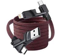 4 en 1 Cargador USB Multiple,240W Cargador Multiple USB Carga Rapida [1.8M] Cable Multiple Cargador con USB A/C a USB C/Lightning para iPhone 17/16/15/14/13/12/11 Pro/MacBook/iPad/Galaxy S23 S22 S21