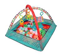 4-en-1 Gimnasio para Bebe con Corralito, Alfombra Bebe Piscina de Bolas,Manta de Juego para el Tiempo Boca Abajo del con Juguetes para el Desarrollo Visual, Auditivo, Táctil