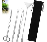 4 en 1 Kit Herramientas de Acuario con Bolsas de Almacenamiento, Herramienta Aquascaping de Acero Inoxidable, Kit Espátula Tijeras Pinzas Tanque Acuario para Aquarium Pecera y Planta Limpieza Recorte