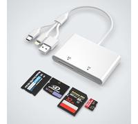 4 en 1 Lector de Tarjetas para SD/TF/MS/XD, Adaptador Memory Stick Pro Duo para iPhone/iPad/PC/Android, Lector Tarjetas SD con USB C/Lightning/USB & OTG, Adaptador Tarjeta XD para Olympus Plug & Play
