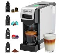 4 en 1 Máquina de Café en Cápsulas 19BAR para Lavazza MIO/Nespresso Original/Dolce Gusto cápsulas y Café Molido, Máquinas Automáticas de Café Espresso en Cápsulas Pequeñas, 1L, 1450 W (BLACK-ES)