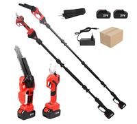 4-en-1 Motosierra Telescópica de 8 Pulgadas & Tijeras de Podar Eléctricas de 40 mm, Podadora Telescópica Eléctrica con 2 Baterías de 4.0Ah, Ángulo Ajustable a 180°, Alcance Máximo de hasta 2 m