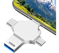 4 EN 1 Pendrive 128 GB, una Gran Capacidad USB 3.0 Pendrive USB Pen Drive,USB Profesional de 128 GB Memoria USB, para Buardar Más Fotos Vídeos con Teléfono OTG Android Otenador,para Viajes y Oficina.