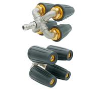 4 en 1 Quad Turbo Nozzle for Pressure Washer, 360 Rotating Power Washer Tip with 1/4 Inch Quick Connector, Heavy Duty Stainless Steel Surface Cleaner for Driveways, Concrete and Siding (Black) (1pcs)
