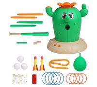 4 en 1 Remote Control Cactus Jumping Toy Set With Multiple Games | 10x7 Inch Outdoor Play Kit | Ring Toss Baseball Activities | Interactive Fun For Boys Girls 3-8 Years