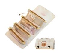 4 en 1 Roll Up Makeup Bag, Hangable Cosmetic Travel Bag, Detachable Travel Toiletry Bag, Foldable Travel Makeup Bag, Travel Cosmetic Bag with Handle, Makeup Bag for Women, 4 in 1 Makeup Organizer,