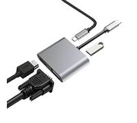 4 en 1 Tipo C, con Puertos VGA, USB-C, Visualización en Doble Pantalla, 4K HDMI/HDTV, Adaptador VGA y Cargador USB 3.0 para Portátil DELL, ASUS, HP, MacBook Air, Surface Pro