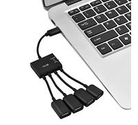 4 en 1, Tipo C Macho a USB 2.0 Hembra, concentrador USB de 3 Puertos, función OTG, Puerto de Carga USB-C, para Windows XP / 2003 / Vista / 2008/7/8/10 32 / 64bit, Mac OS