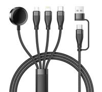4 en 2 Cable Cargador para Apple Watch Series 11 10 9 8 7 6 5 4 3 2 SE Ultra SE 3, Múltiple Cable Apple Watch Carga Rapida con Lightning/USB C/Micro para iPhone 17 16 15 14 13 12 11, Galaxy, Android