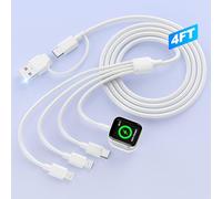 4 en 2 Cable de Carga Cargador iWatch y iPhone, Cargador iWatch Cable USB C/Lighting Watch Cable Magnético de Carga Rápida para iWatch Serie 9/8/7/6/5/4/3/SE/Ultra,iPhone 15/14/13/12,Samsung,4FT/1.2M
