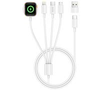 4 en 2 Cargador para Apple Watch, 1.2M Multi Apple Watch Charger Cargador iWatch Apple Magnético Cargador iPhone y Apple Watch para iWatch 11/10/9/8/7/6/SE/Ultra, iPhone/iPad/AirPods/Galaxy