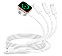 4 en 2 Cargador para Apple Watch, Apple Watch Charger y Multi Cable Cargador iPhone Magnético Rápida Cargador Cable iWatch para for Apple Watch 11/10/9/8/7/6/SE/Ultra, /iPhone/iPad/AirPods/Galaxy