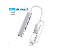 (4 en 2 Plata) Concentrador USB 3.0 Tipo C de 4/5/7 puertos, estación de acoplamiento, lector de tarjetas