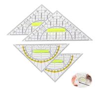 4 escuadras con mango, triángulo geométrico, antideslizante, ligero, plástico, transparente, geometría, triángulo, flexible, escuadra, juego de triángulos ideal para estudiantes, diseñadores, pintura