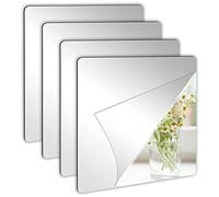 4 Espejos Adhesivo Acrílico Pared - 20x20cm Cuadrado HD Espejo Pared Flexible No Vidrio Sin Marco - Espejos Autoadhesivos para Baño Sala Dormitorio Armario