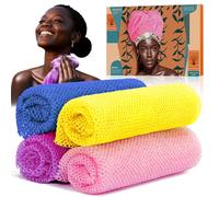4 esponjas africanas de red - Esponja de red africana de alta calidad para exfoliación profunda, malla de secado rápido y reutilizable para una piel suave (amarillo, rosa, morado, azul)
