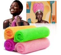 4 esponjas africanas de red - Limpieza profunda eficaz y malla exfoliante para una piel brillante - Esponja de baño exfoliante elástica y de secado rápido (morado, rosa, verde, naranja)