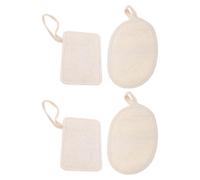 4 Esponjas de Lufa Exfoliantes para Ducha, Espalda y Rostro | Lufa Natural y Tela, Lavables y Ligeras, Formato Portátil, Uso Multipropósito en Baño y Viaje