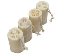 4 esponjas de lufa natural con cuerda de algodón, exfoliante corporal de lufa natural para ducha, esponja de ecológica de 5 pulgadas para una limpieza suave