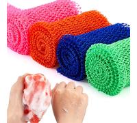 4 Esponjas de Redes Africanas Esponja de Baño Largas Depurador Corporal de Ducha Exfoliante de Cuerpo Depurador de Espalda Piel Más Suave (Verde, Morado, Rosa, Azul, 25,6 x 7,9 Pulgadas)