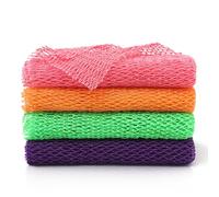 4 esponjas exfoliantes africanas de nailon, auténtica esponja de red africana para baño y ducha, esponja de red corporal exfoliante para la espalda, accesorios de baño (rosa, naranja, morado, verde)