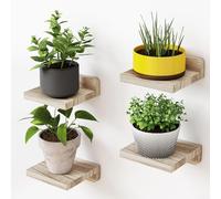 4 estantes flotantes pequeños, estantes flotantes rústicos para montaje en pared, mini estante para baño, cocina, sala de estar, 5 x 5 pulgadas (madera)