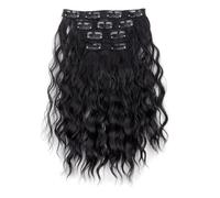 4 extensiones de cabello con clip, 12 pulgadas, corto, rizado, ondulado, trama de encaje invisible, postizos naturales suaves for mujeres (3.53 oz) Extensiones de Cabello(1B#)