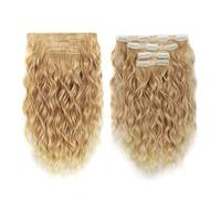 4 extensiones de cabello con clip de 14 pulgadas, corto, rizado, ondulado, trama de encaje invisible, postizos suaves naturales for mujeres, 100 g Extensiones de Cabello(27T613#)