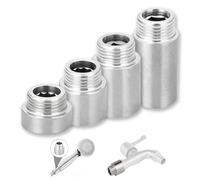 4 extensiones de grifo de acero inoxidable de 1/2 pulgadas, extensión de cabezal de ducha con rosca interior y rosca exterior, conexión de agua 1/2" x 10 mm, 20 mm, 30 mm, 40 mm para grifos y