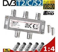 4-fach BK TV Cable Adaptador Antena Distribución Kabelfernseh HD 3D 4K Digital