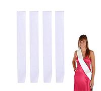 4 fajas de satén en blanco para manualidades, accesorio de fiesta para graduación, cumpleaños, boda, despedida de soltera, suministros de bricolaje (blanco)