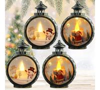 4 farolillos de Navidad, 8,5 x 12,5 cm, decoración navideña, con pilas, sin llama, para Halloween, Navidad, Ramadán