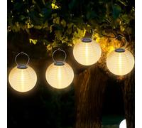 4 farolillos solares para exteriores, resistentes a la intemperie, 20 cm, resistente al agua, luz blanca cálida, farolillo para jardín, terraza