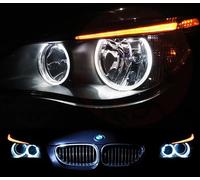 4 faros delanteros LED blancos de ojo de ángel con anillo de luz diurna 501 W5W Canbus foco apto para E60 E61 5 Series Pre LCI