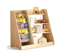 4 Floor Book Shelf For Bedroom Wood Bookshelf With Storage 5 Pockets Bookshelves And Bookcases Short Ladder Bookshelf White With Accessories,Organize Photos, Decorations, Souvenirs, And Various Books