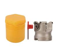 4 Flute Face Mill Head, CNC Lathe Milling Cutter Tool, Spiral Offset Design with High - Temperature Coating for APMT1204 Insert, Made of Hardened 40Cr Steel for Fine and Rough Meta