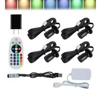 4 focos empotrados LED Mini Spot, 1 W, 180 °, para uso en interiores con mando a distancia Bluetooth, focos LED RGB de aluminio, iluminación de cuadros para pasillos, tiendas, vitrinas de joyería
