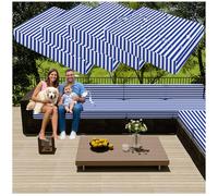 4 fundas de cojín impermeables para patio, fundas de sofá de tela Oxford resistente, lavables, antideslizantes, con cremallera, repuesto para muebles de exterior, rayas elegantes (25.6 x 25.6 pulgadas
