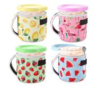 4 fundas de neopreno para helado, fundas reutilizables con aislamiento térmico para helado Ninja Creami NC501 NC500 Series 680.4 g (4 estilos)