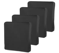4 fundas de repuesto para cojines de asiento de jardín de 60 x 60 x 10 cm, impermeables, minimalistas, con cierre de cremallera, para jardín al aire libre, solo funda (negro)