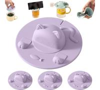 4 fundas de silicona para tazas de diseño de gato: tapa de taza de 4 pulgadas con soporte y exprimidor para bolsas de té integrados, no deslizantes, a prueba de fugas, seguro para tazas de café y