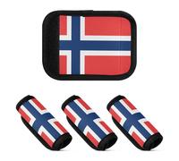 4 fundas para asa de equipaje, bandera nacional de Noruega, conceptos de negocios perfectos, cómoda etiqueta de asa de equipaje para estuche de viaje