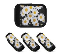 4 fundas para asa de equipaje, cojines, calcomanías para asa de equipaje, para adultos, para funda de viaje, detalles, margaritas, flores, rayos de sol dorados