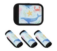 4 fundas para asa de equipaje, diseño de criatura marina, etiqueta multiusos para maleta, bolsa de viaje