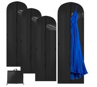 4 fundas protectoras para trajes, fundas premium con cremallera, fundas para ropa de negocios, 180 x 60 cm, fundas para vestidos, abrigos y trajes de noche