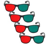 4 Gafas 3D, Marco Negro, Rojo, Verde, Gafas de visualización 3D para anaglifo Dimensional, TV, película, DVD, Juego y de Entrenamiento de ambliopía