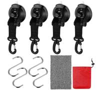 4 ganchos con ventosa, gancho de succión al vacío, extra fuerte, anclaje de ventosa giratorio 360° con 4 ganchos en S, correas con ventosas con gancho para tiendas de campaña, lonas, caravanas